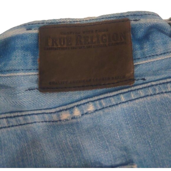 True Religion Bobby Big QT Distressed Jeans Black Stitch - Sz 40 x 28 Md… - Picture 4 of 13